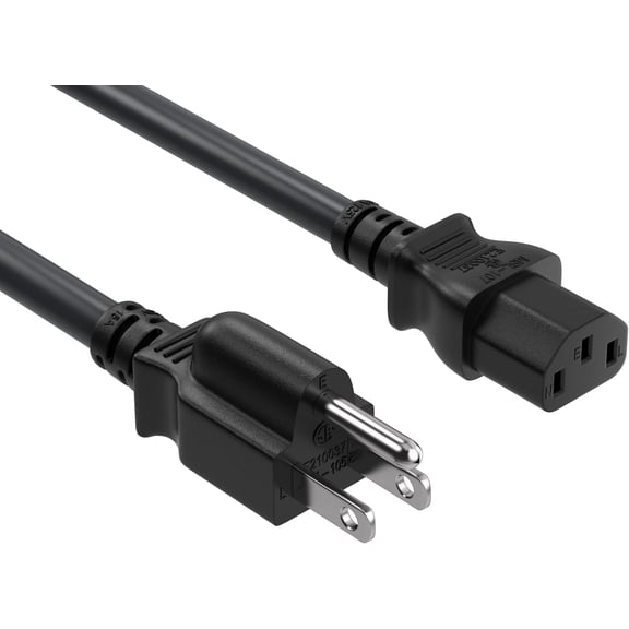 LujingZ Cable Leader 15ft 14AWG Computer Power Cord, NEMA 5-15P to IEC C13 AC Power Cable, Heavy Duty 3-Prong Replacement Power Cord for PC, Monitor, Printer, Server & TV - Black