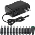 thumbnail image 1 of LujingZ DC12V 1A AC Adapter - 12W Power Supply with 11 Changeable DC Plug Tips, 6FT Cord for LED Lights, Routers & More 100 - 240V Input, 1 of 11