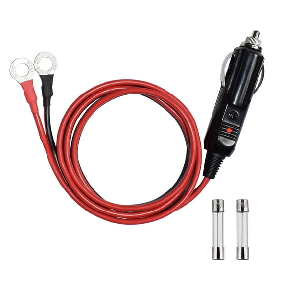 LujingZ Male Cigarette Lighter Plug to Eyelet Terminals 12V/24V 3FT 16AWG Heavy Duty Extension Charger Cable LED Indicator 15A Fuse