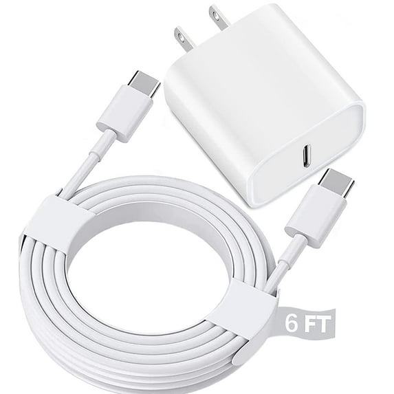 LujingZ USB - C Fast Charging Wall Block with 6FT USB - C to - C Cable - for Compatible with Apple iPad Pro (13/12.9/11 in, 2018 - 2025), iPad 11th (A16), iPad Air 5th, iPad Mini 7th, iPhone 17/16/15