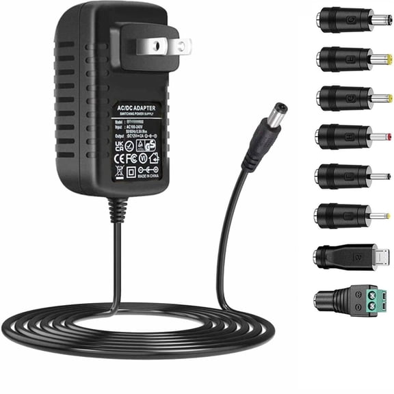 LujingZ Universal AC Adapter 15V 1A 15W Power Supply AC100 - 240V to DC15V with 8 DC Plug Tips for Monitors Laptops More CE/FCC - Certified