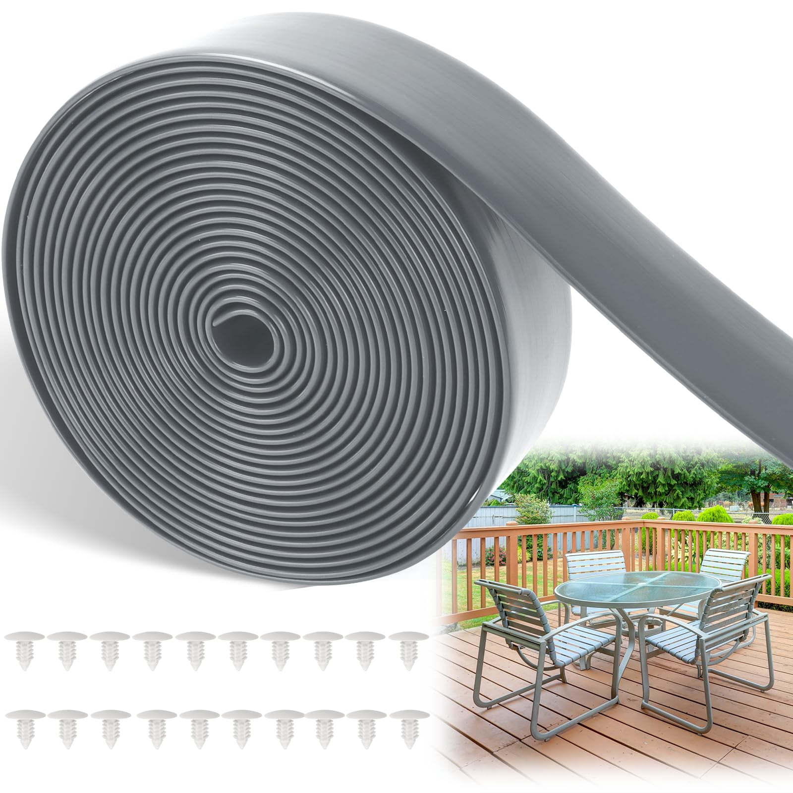 LukLoy Grey Vinyl Straps OIF8 for Patio Chairs Repair, 2" Wide 20ft