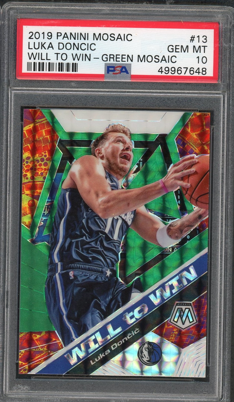 Luka Doncic 2019 Panini Mosaic Will to Win Green Prizm Basketball Card