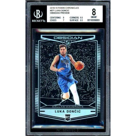 Luka Doncic Rookie Card 2018-19 Panini Chronicles Obsidian Preview #571 BGS 8