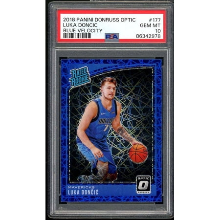 Luka Doncic Rookie Card 2018-19 Panini Donruss Optic Blue Velocity #177 PSA 10