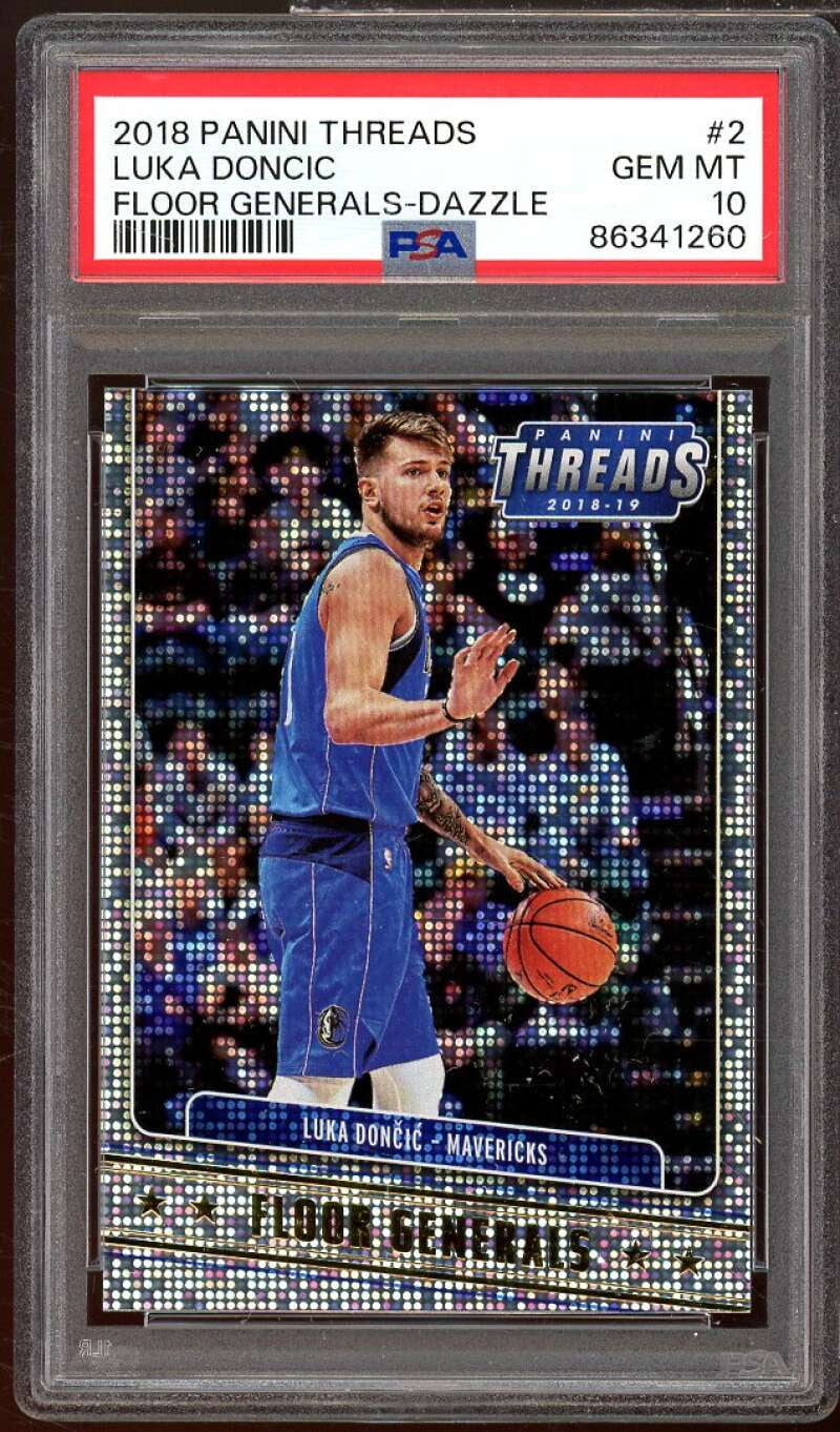 Luka Doncic Rookie Card 2018-19 Panini Threads Floor Generals Dazzle #2 PSA 10