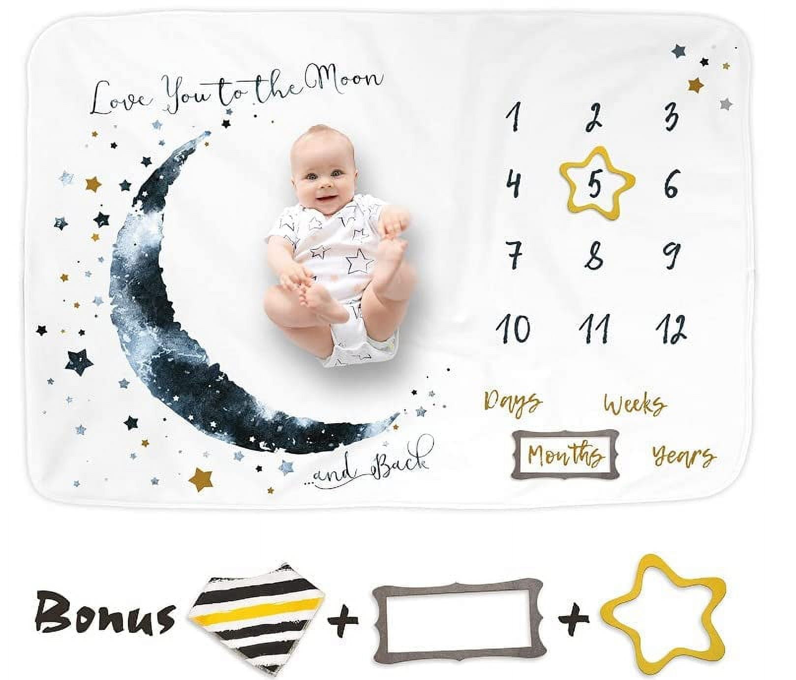 Luka&Lily Monthly Milestone Blanket (60"x40") for Baby Boys