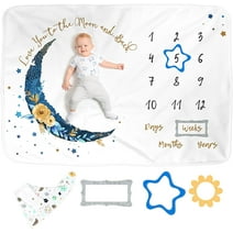 Luka&Lily Monthly Milestone Blanket for Baby Boys, 60x40 inches (Gold Moon)
