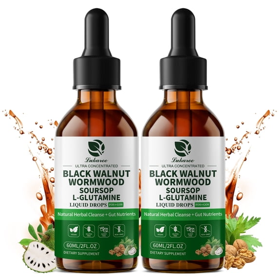 Lukaree Premium Liquid Gut Cleanse & Detox Drops - with Black Walnut, Wormwood, Soursop & L-Glutamine - Supports Digestive Health, Microbiome Balance & Gut Lining - 4 fl oz(60 Servings)