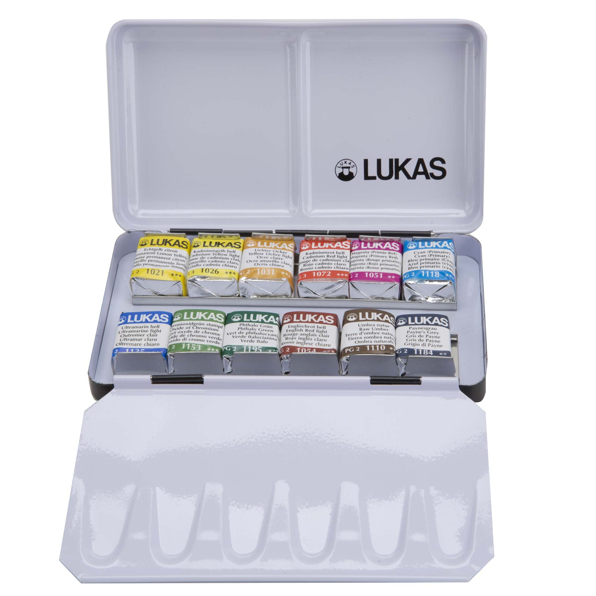 Lukas 1862 Aquarell Artists' Watercolor Paint Set of 12 Half Pans - Vibrant Professional Grade Watercolor Paint - Easy-to-Wet - Intense Color, Long-Lasting - Ideal for Professional Watercolorists