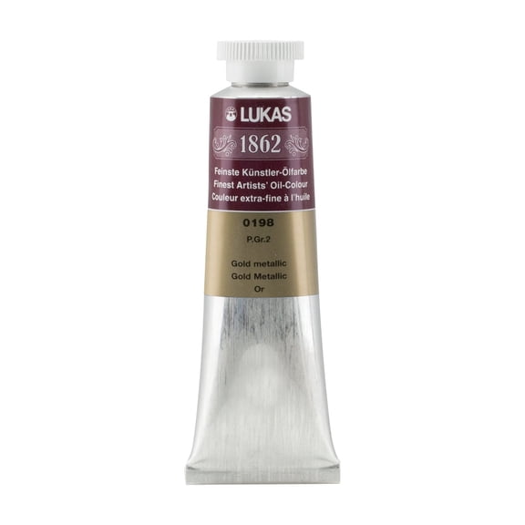 Lukas 1862 Professional Artist Oil Paint - Fast-Drying, Non-Yellowing, Highly Pigmented Oil Paint, Gold MetAllic, 37 mL