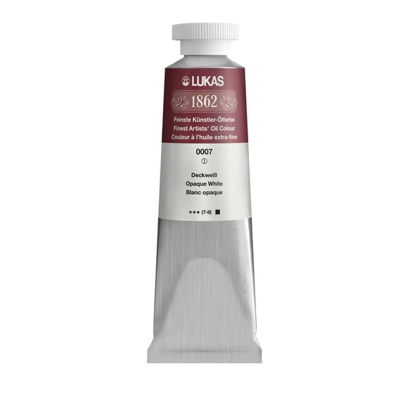 Lukas 1862 Professional Artist Oil Paint - Fast-Drying, Non-Yellowing, Highly Pigmented Oil Paint, Opaque White, 37 mL