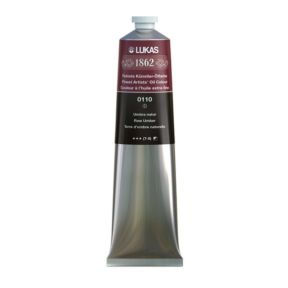 Lukas 1862 Professional Artist Oil Paint - Fast-Drying, Non-Yellowing, Highly Pigmented Oil Paint, Raw Umber, 200 mL