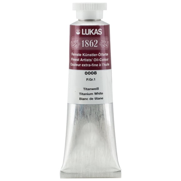 Lukas 1862 Professional Artist Oil Paint - Fast-Drying, Non-Yellowing, Highly Pigmented Oil Paint, Titanium White, 37 mL