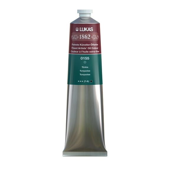 Lukas 1862 Professional Artist Oil Paint - Fast-Drying, Non-Yellowing, Highly Pigmented Oil Paint, Turquoise, 200 mL