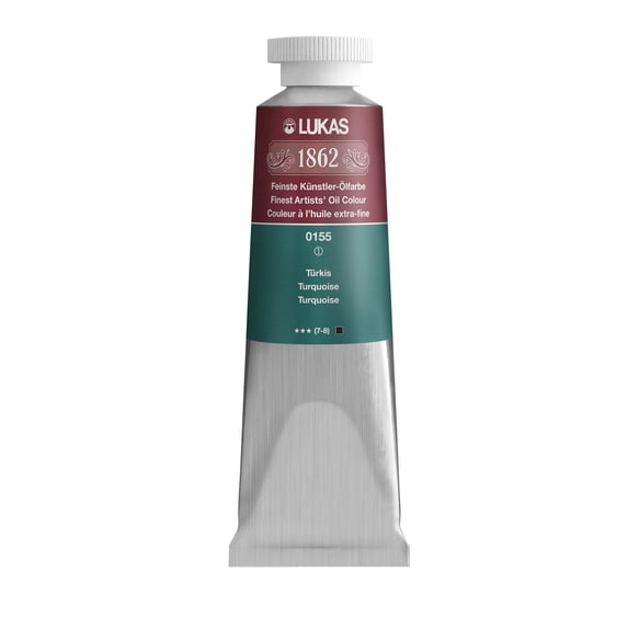 Lukas 1862 Professional Artist Oil Paint - Fast-Drying, Non-Yellowing, Highly Pigmented Oil Paint, Turquoise, 37 mL