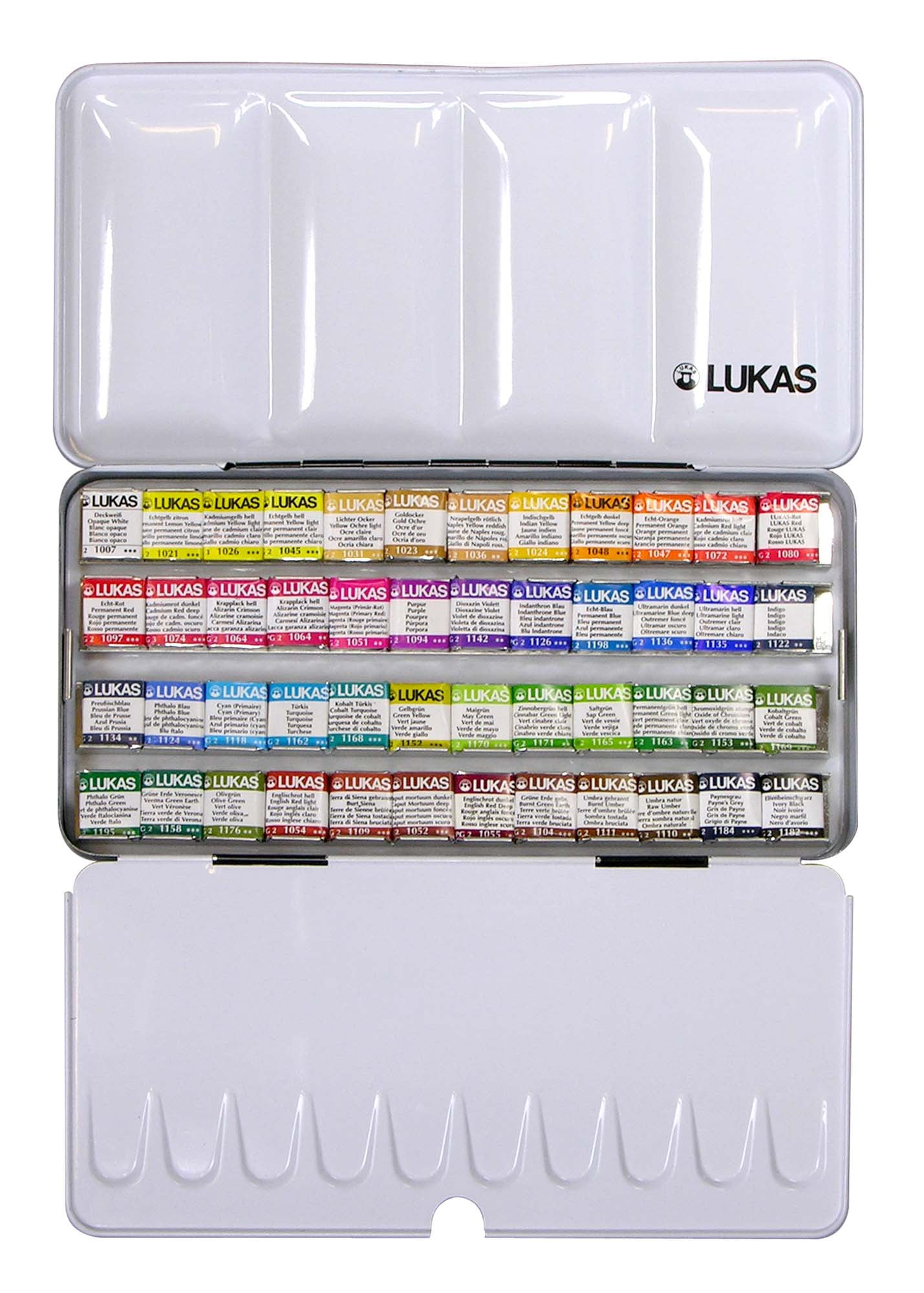Lukas Aquarell 1862 Artist Watercolor Set, Professional Kit of Brilliant Colors in a Travel Friendly, Outdoor Painting and Plein Aire Carry Case with Color Mixing Palette, 48 Half Pans