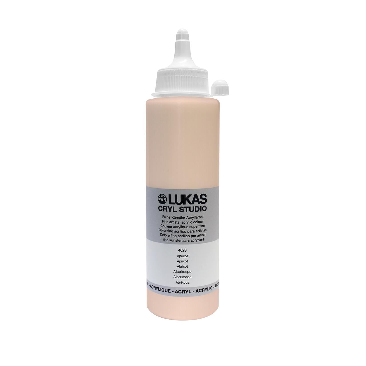 Lukas CRYL Studio Artist Acrylic Paint, Apricot, 250 ml Bottle - High Pigment Acrylic Paints for Canvas Painting, Large Scale Works - Medium-Viscosity, Water-Mixable, Fast Drying