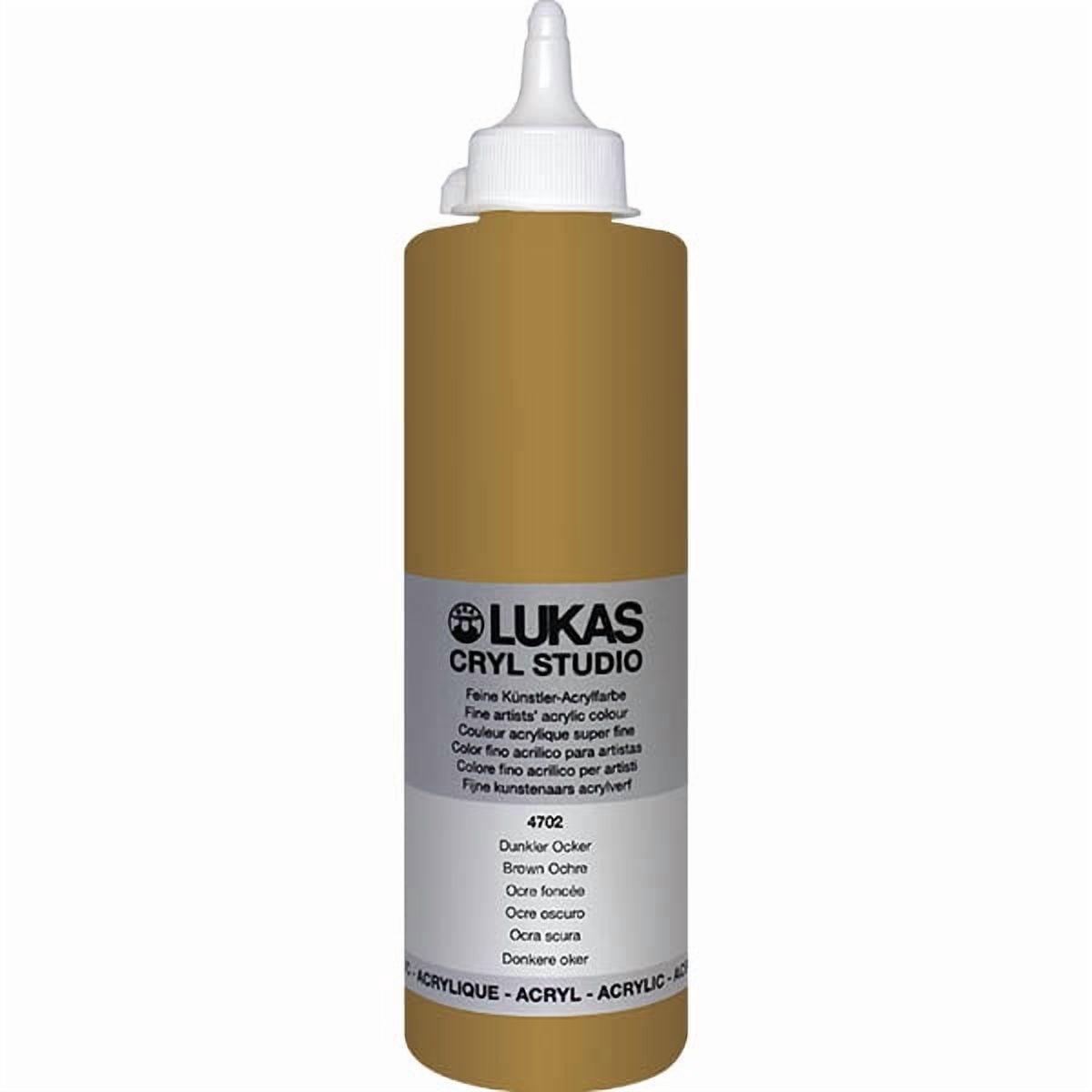 Lukas CRYL Studio Artist Acrylic Paint - Fast Drying Medium-Viscosity Acrylic Paint for Canvas, Artists, Projects, & More! - [Brown Ochre - 500 ml Bottle]