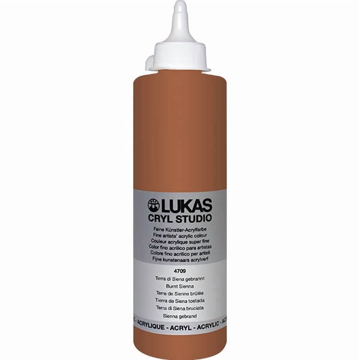 Lukas CRYL Studio Artist Acrylic Paint - Fast Drying Medium-Viscosity Acrylic Paint for Canvas, Artists, Projects, & More! - [Burnt Sienna - 500 ml Bottle]