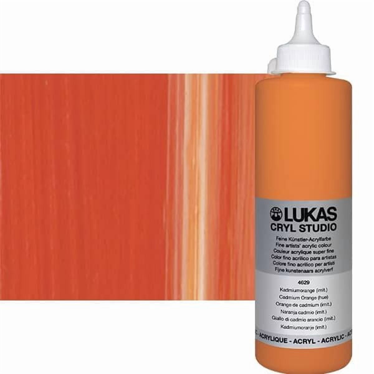 Lukas CRYL Studio Artist Acrylic Paint - Fast Drying Medium-Viscosity Acrylic Paint for Canvas, Artists, Projects, & More! - [Cadmium Orange Hue - 500 ml Bottle]