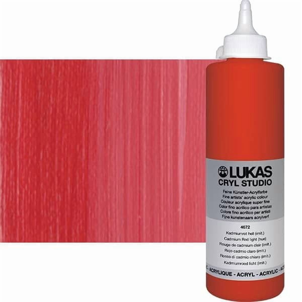 Lukas CRYL Studio Artist Acrylic Paint - Fast Drying Medium-Viscosity Acrylic Paint for Canvas, Artists, Projects, & More! - [Cadmium Red Light Hue - 500 ml Bottle]