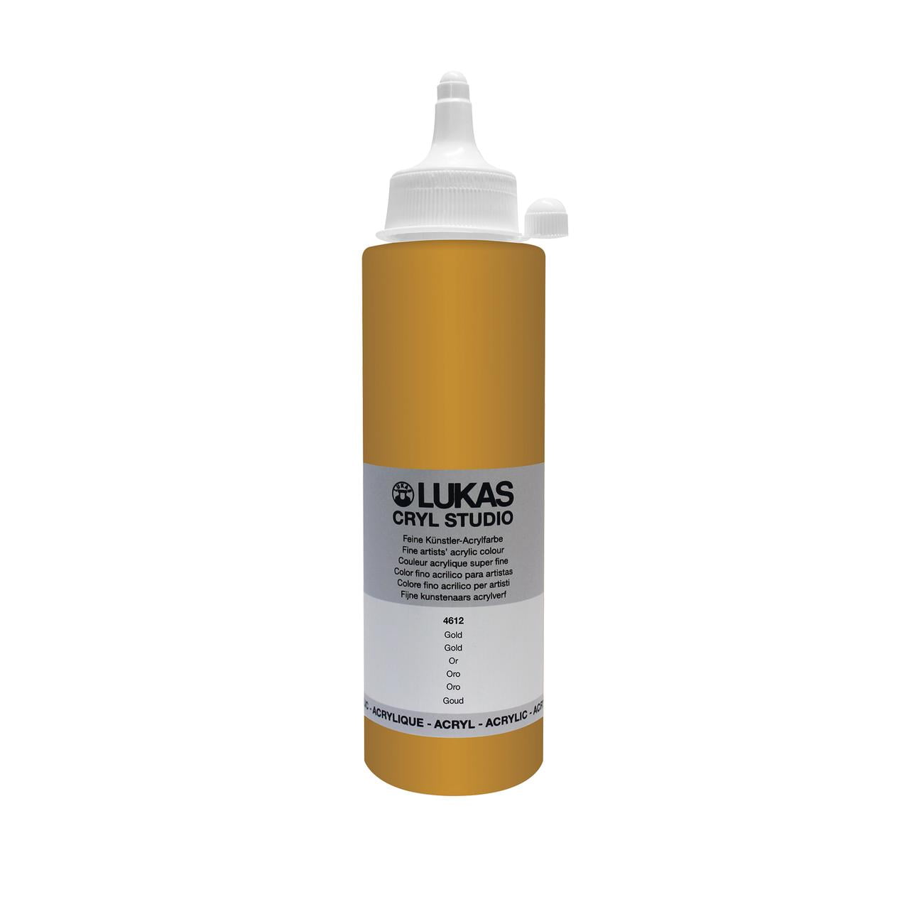 Lukas CRYL Studio Artist Acrylic Paint, Gold, 250 ml Bottle - High Pigment Acrylic Paints for Canvas Painting, Large Scale Works - Medium-Viscosity, Water-Mixable, Fast Drying