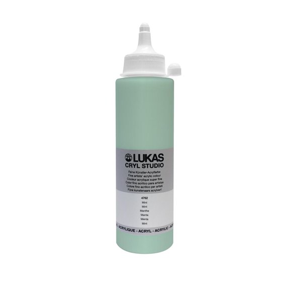 Lukas CRYL Studio Artist Acrylic Paint, Mint, 250 ml Bottle - High Pigment Acrylic Paints for Canvas Painting, Large Scale Works - Medium-Viscosity, Water-Mixable, Fast Drying