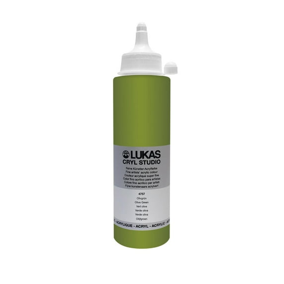 Lukas CRYL Studio Artist Acrylic Paint, Olive Green, 250 ml Bottle - High Pigment Acrylic Paints for Canvas Painting, Large Scale Works - Medium-Viscosity, Water-Mixable, Fast Drying