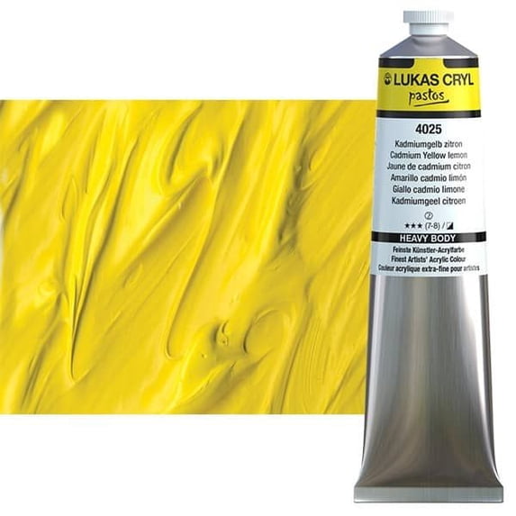 Lukas Cryl Liquid Soft Body Acrylic Paint For Pouring, Professional Low Viscosity Acrylic Paint, Cadmium Yellow Lemon, 200ml