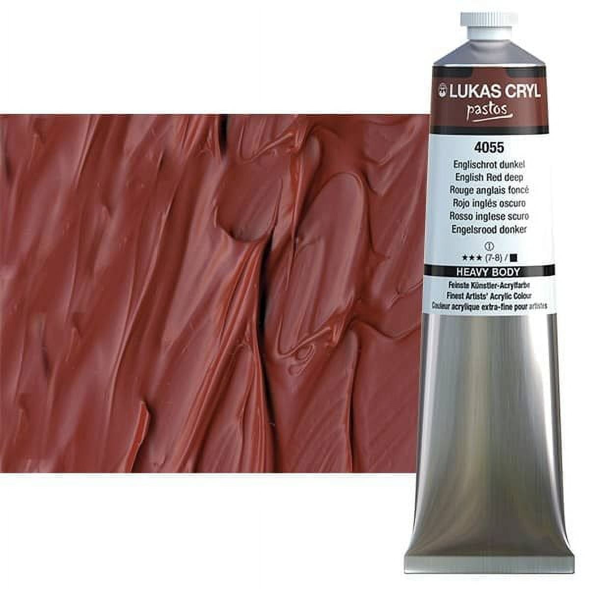 Lukas Cryl Liquid Soft Body Acrylic Paint For Pouring, Professional Low Viscosity Acrylic Paint, English Red Deep, 200ml