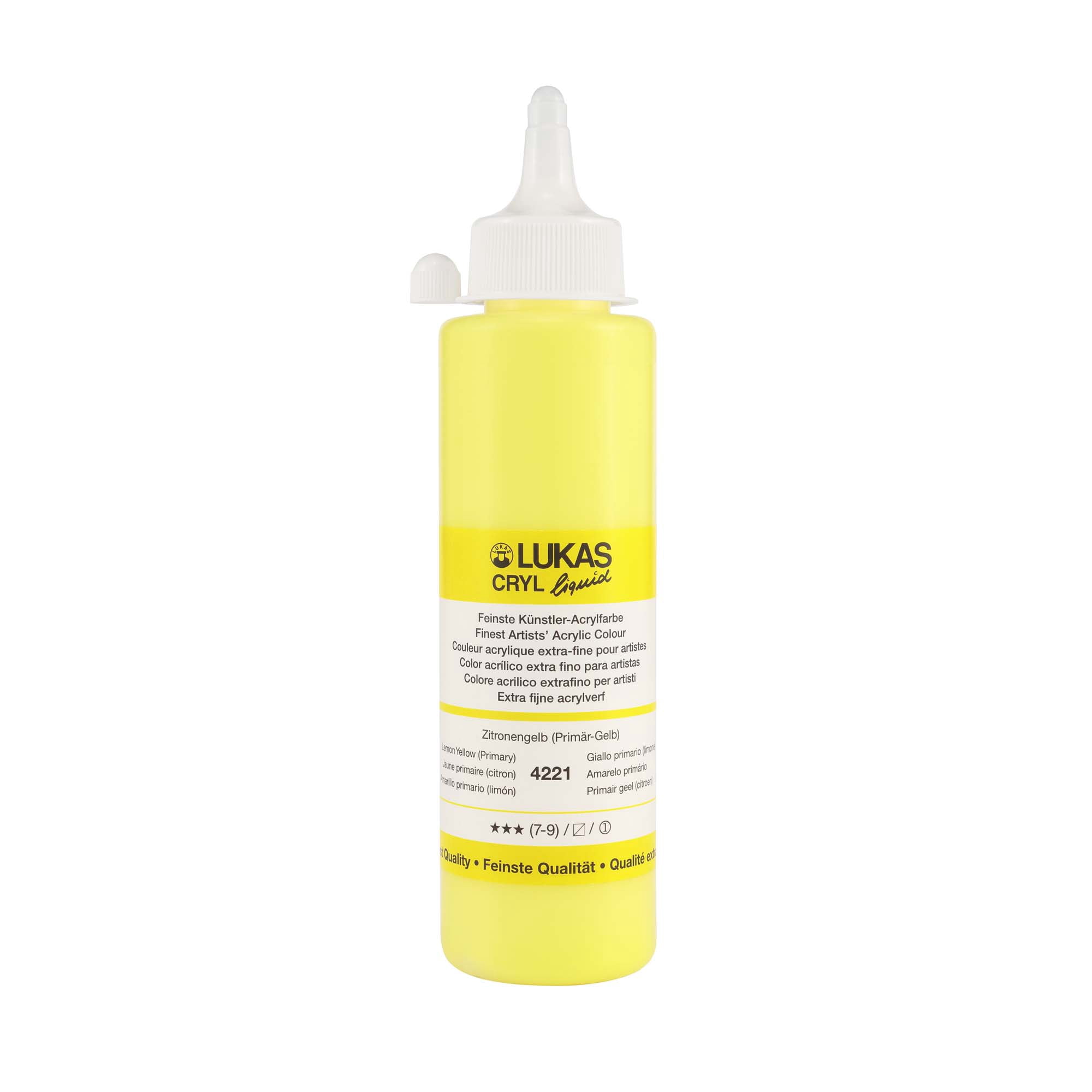 Lukas Cryl Liquid Soft Body Acrylic Paints for Painting - Professional Low Viscosity - 250 ml Bottle Lemon Yellow (Primary)