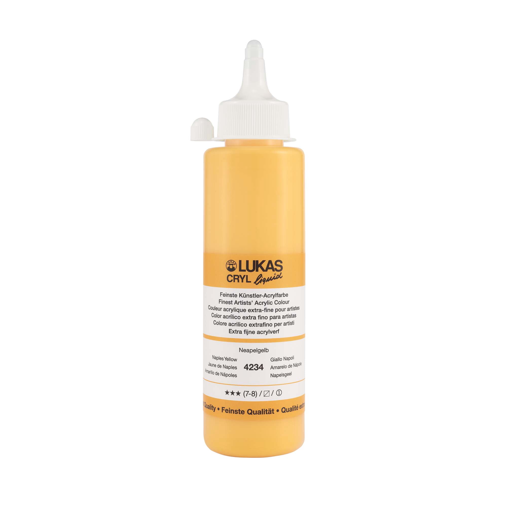 Lukas Cryl Liquid Soft Body Acrylic Paints for Painting - Professional Low Viscosity - 250 ml Bottle Naples Yellow