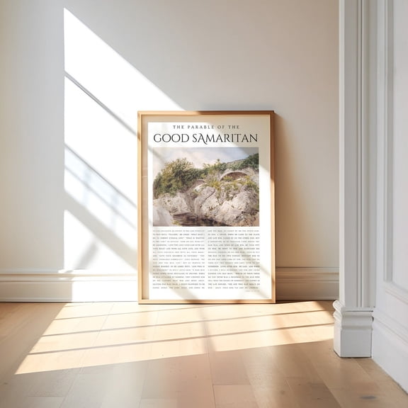 Luke 10:25-37 The Parable Of The Good Samaritan Print Vintage Christian Wall Art Bible Verse Unframed Paper Print