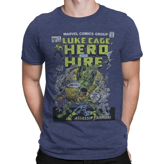Luke Cage Mens T-Shirt - Hero For Hire Comic Cover Issue 6 Image (Medium)