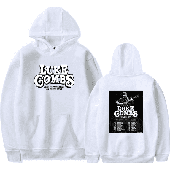 Luke Combs Merch Hoodie Beer Never Broke My Heart Tour Long Sleeve Country Music Pullovers