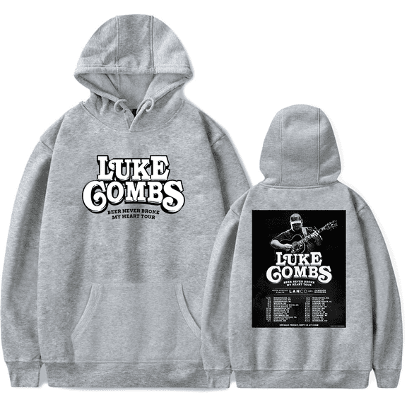 Luke Combs Merch Hoodie Beer Never Broke My Heart Tour Long Sleeve Country Music Pullovers