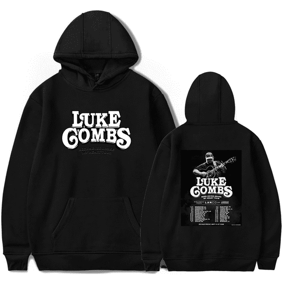 Luke Combs Merch Hoodie Beer Never Broke My Heart Tour Long Sleeve Country Music Pullovers