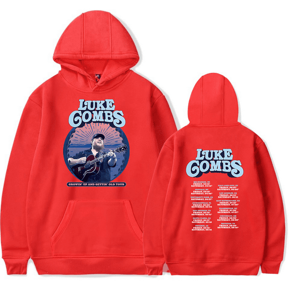 Luke Combs Merch Hoodie Growin'Up And Gettin' Old Tour Tour Long Sleeve Country Music Pullovers