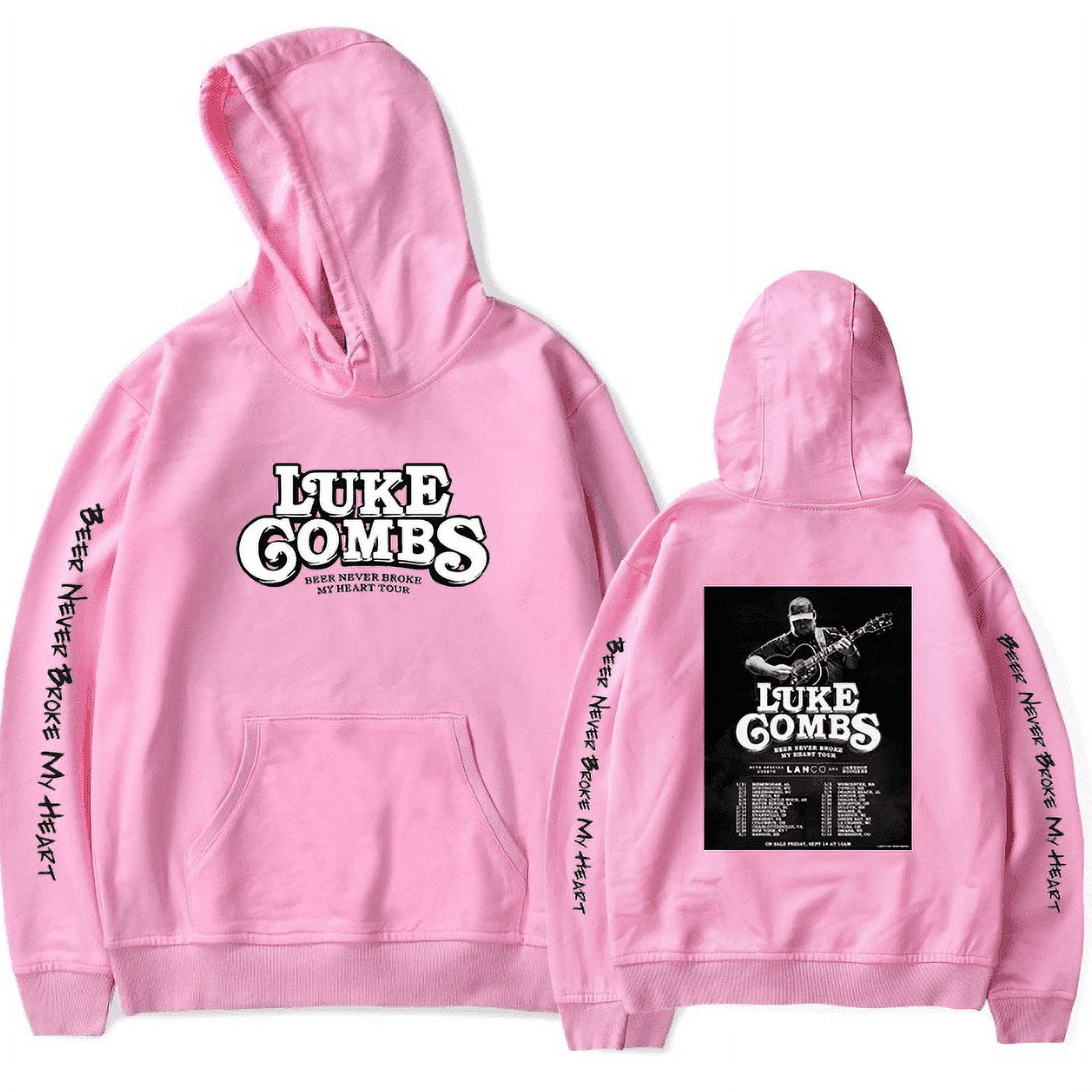 Luke Combs Merch Hoodie New Luke Combs Beer Never Broke My Heart Tour Hoodie Pullover Hooded Sweatshirt Walmart