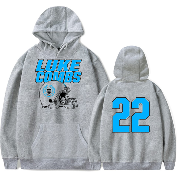 Luke Combs Merch Hoodie Number 22 Football Jersey Hoodies Long Sleeve Pullovers