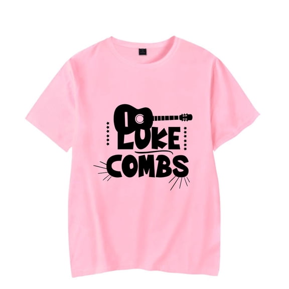Luke Combs Merch T-Shirt Casual Guitar Logo Crewneck Top T Shirts Women Men Country Music Top Tees