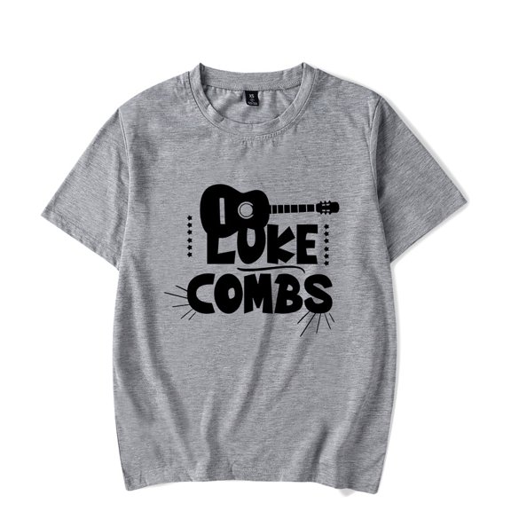 Luke Combs Merch T-Shirt Casual Guitar Logo Crewneck Top T Shirts Women Men Country Music Top Tees