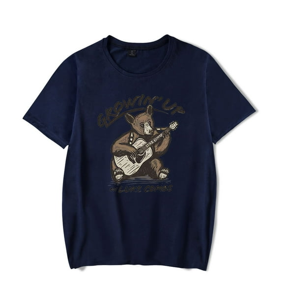 Luke Combs Merch T-Shirt Growin'up Bear Printed Crewneck Top T Shirts Women Men Country Music Top Tee