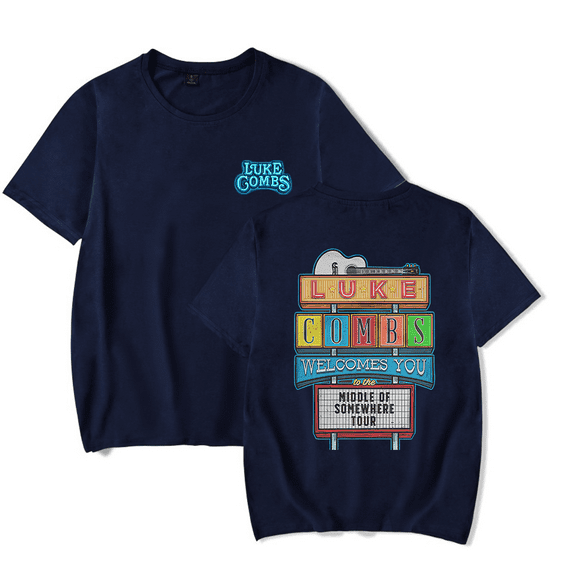 Luke Combs Merch T-Shirt Middle Of Somewhere Tour Crewneck Top T Shirts Women Men Top Tees