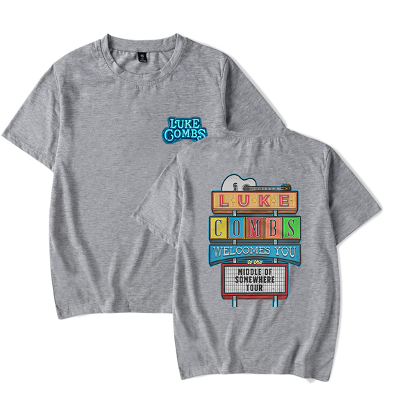 Luke Combs Merch T-Shirt Middle Of Somewhere Tour Crewneck Top T Shirts Women Men Top Tees