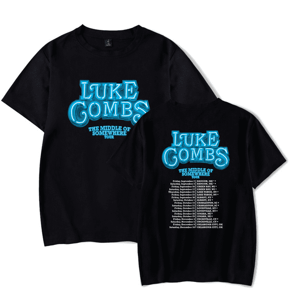 Luke Combs Merch T-Shirt The Middle Of Somewhere Tour Crewneck Top T Shirts Women Men Country Music Top Tee
