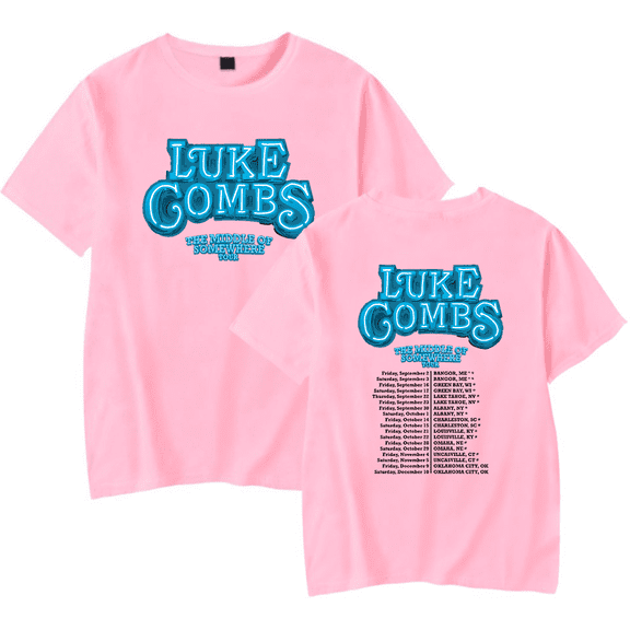 Luke Combs Merch T-Shirt The Middle Of Somewhere Tour Crewneck Top T Shirts Women Men Country Music Top Tee