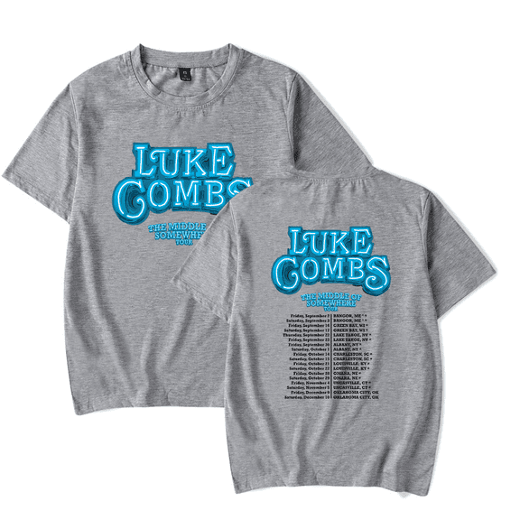 Luke Combs Merch T-Shirt The Middle Of Somewhere Tour Crewneck Top T Shirts Women Men Country Music Top Tee