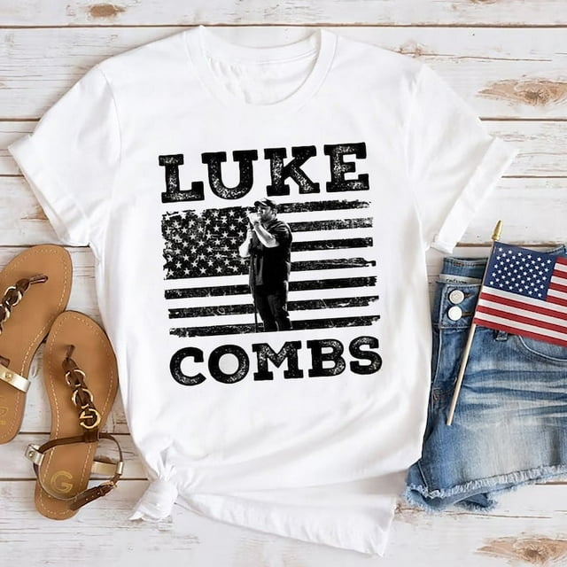 Luke Combs USA Flag TShirt, Luke Combs Graphic Tee, 2024 Tour Luke